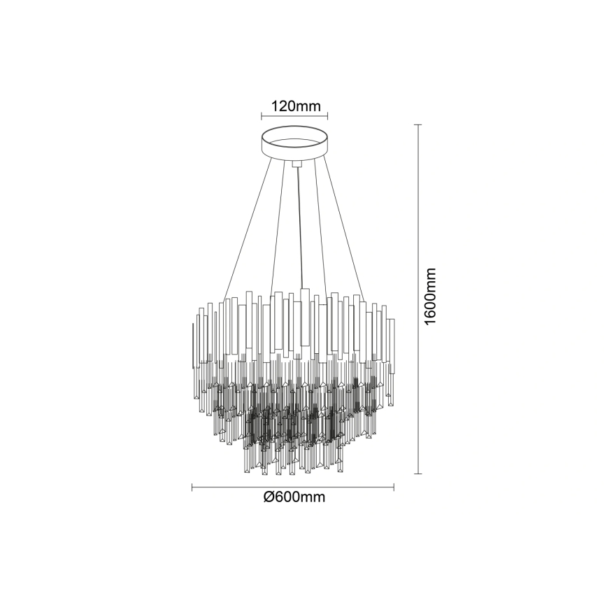 Kristāla lustra uz troses PLAZA 9xE14/40W/230V Ø 60 cm, sudraba krāsā