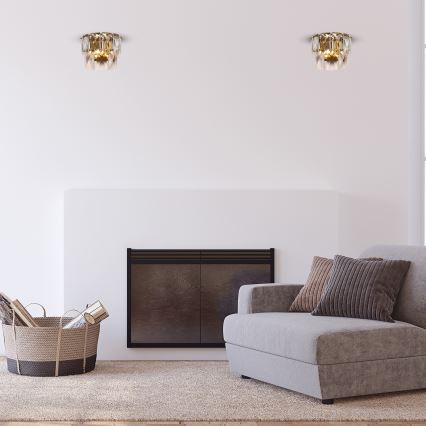 Kristāla sienas gaismeklis CHELSEA 2xE14/40W/230V zelta