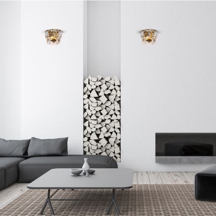 Kristāla sienas gaismeklis CHELSEA 2xE14/40W/230V zelta