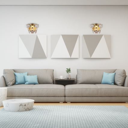 Kristāla sienas gaismeklis DIANA 2xE14/40W/230V zelta