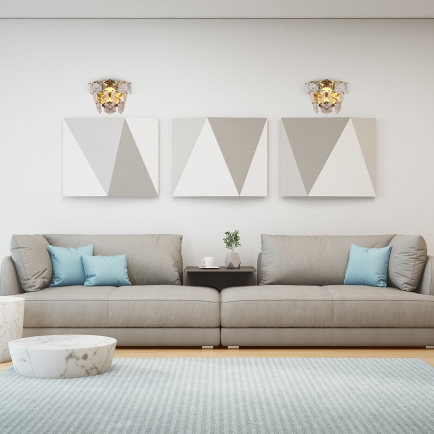 Kristāla sienas gaismeklis DIANA 2xE14/40W/230V zelta