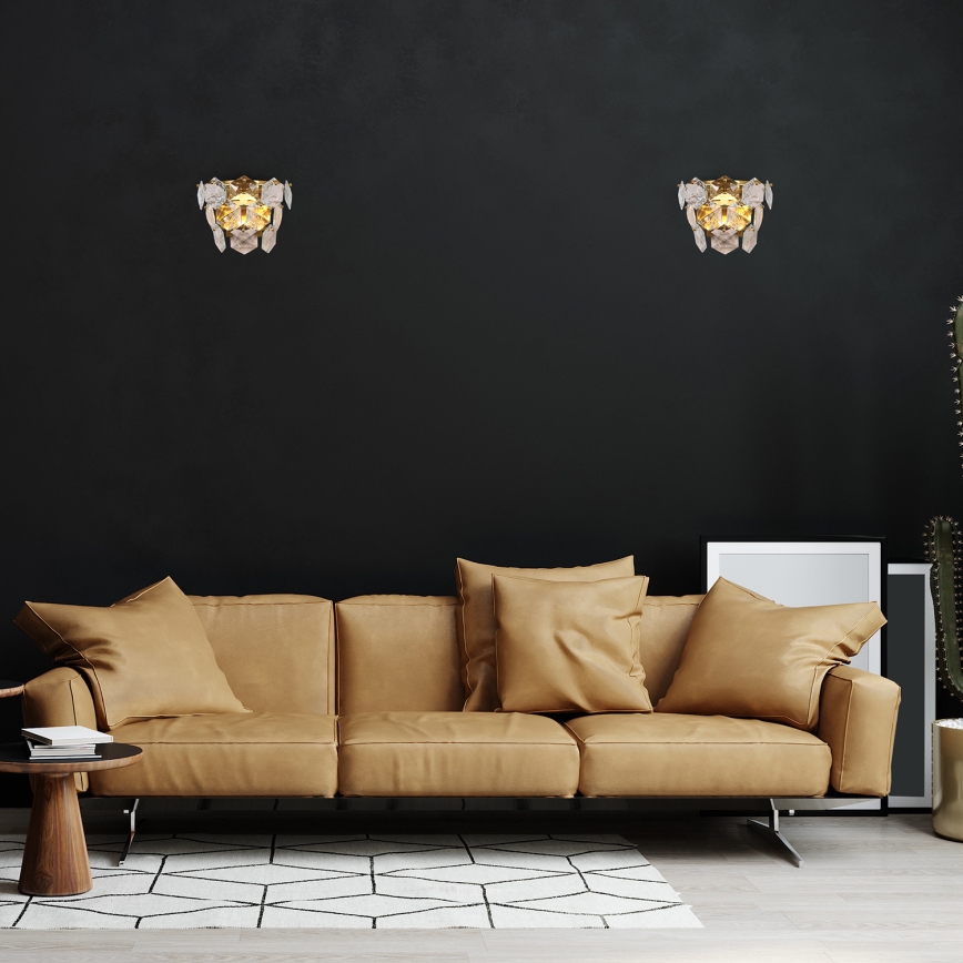Kristāla sienas gaismeklis DIANA 2xE14/40W/230V zelta