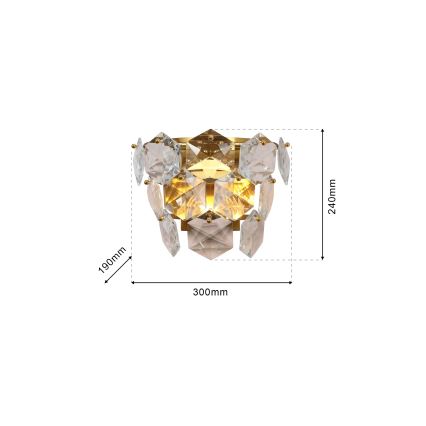 Kristāla sienas gaismeklis DIANA 2xE14/40W/230V zelta