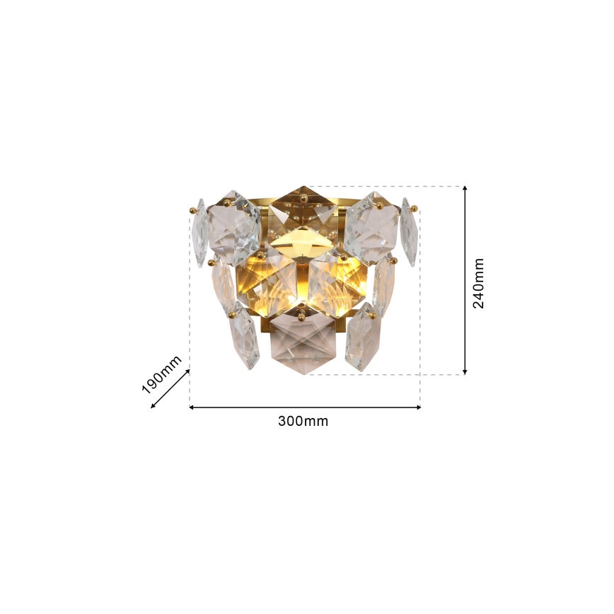 Kristāla sienas gaismeklis DIANA 2xE14/40W/230V zelta
