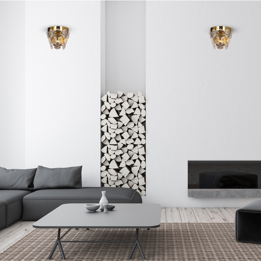 Kristāla sienas gaismeklis GRACE 2xE14/40W/230V zelta