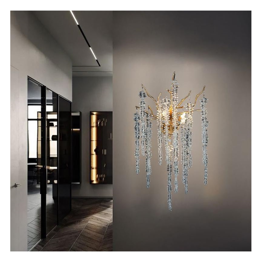 Kristāla sienas lampa 3xG9/40W/230V Rozā zelta