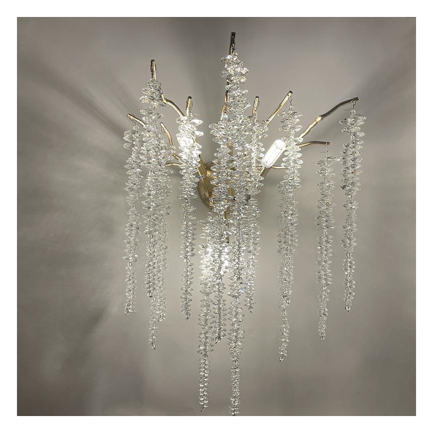 Kristāla sienas lampa 3xG9/40W/230V Rozā zelta