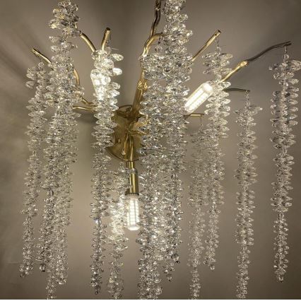 Kristāla sienas lampa 3xG9/40W/230V Rozā zelta