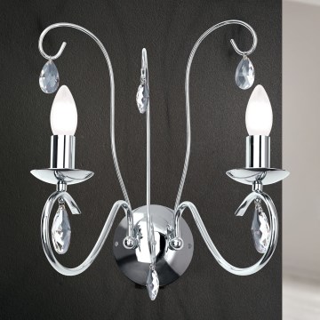 Kristāla sienas lampa ALESSIA 2xE14/40W/230V spīdīgi hromēts