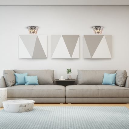 Kristāla sienas lampa CHELSEA 2xE14/40W/230V spīdīgi hromēts