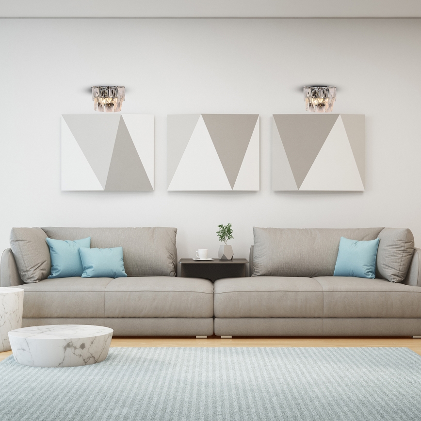 Kristāla sienas lampa CHELSEA 2xE14/40W/230V spīdīgi hromēts