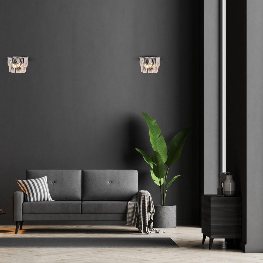 Kristāla sienas lampa CHELSEA 2xE14/40W/230V spīdīgi hromēts