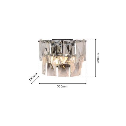 Kristāla sienas lampa CHELSEA 2xE14/40W/230V spīdīgi hromēts