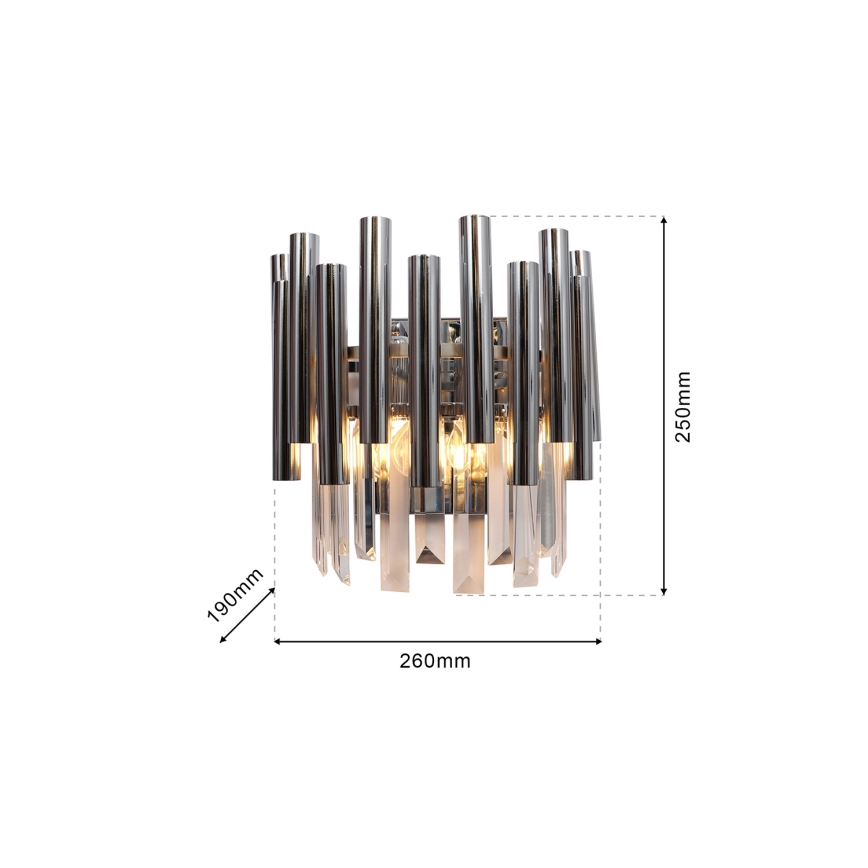 Kristāla sienas lampa MADISON 2xE14/40W/230V spīdīgi hromēts