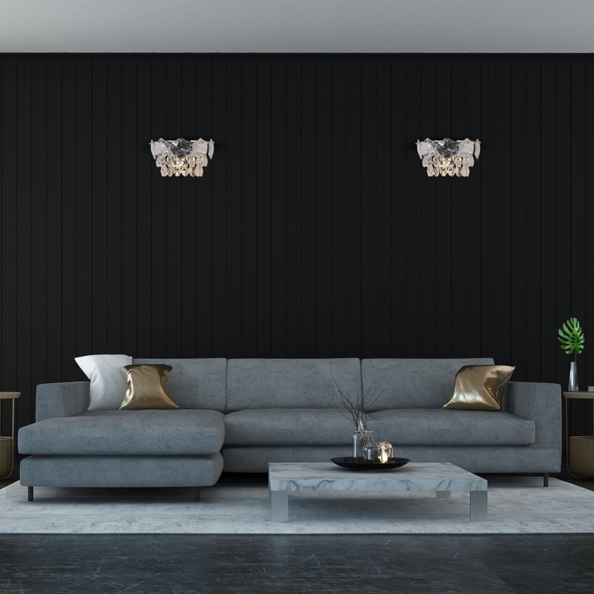 Kristāla sienas lampa SELENA 2xE14/40W/230V spīdīgi hromēts