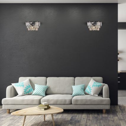 Kristāla sienas lampa SELENA 2xE14/40W/230V spīdīgi hromēts