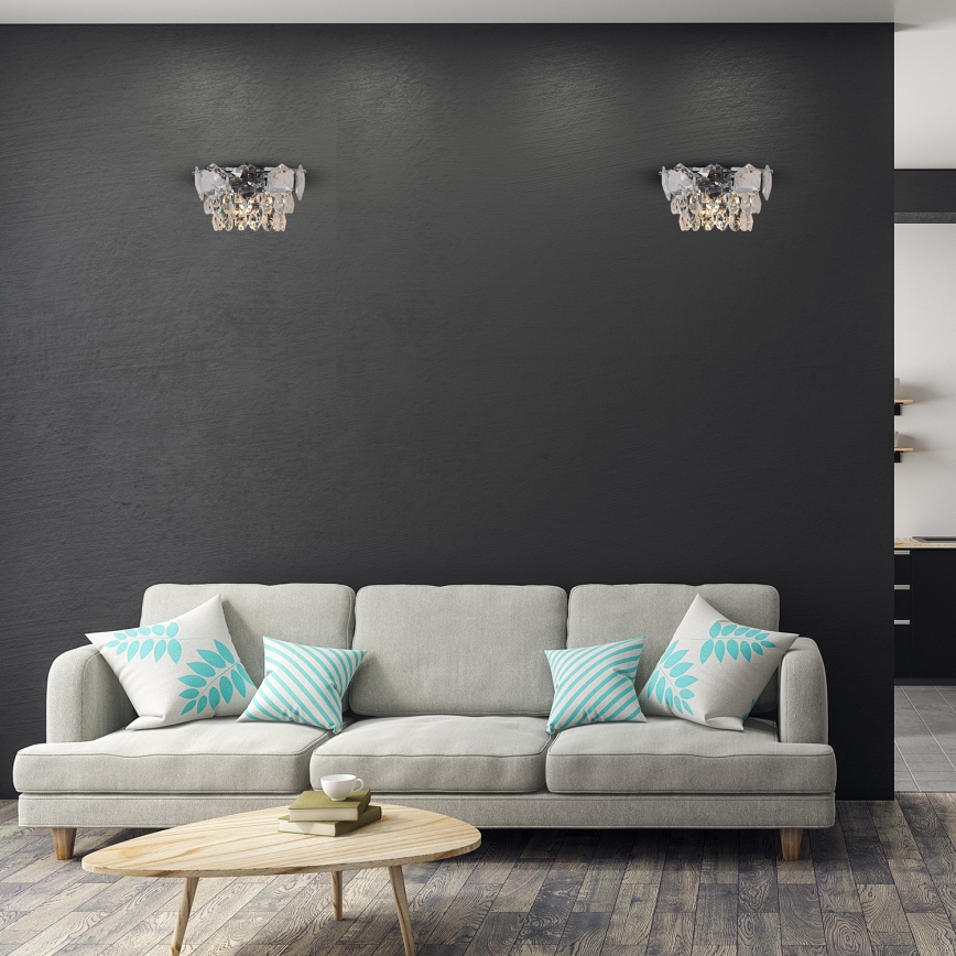 Kristāla sienas lampa SELENA 2xE14/40W/230V spīdīgi hromēts