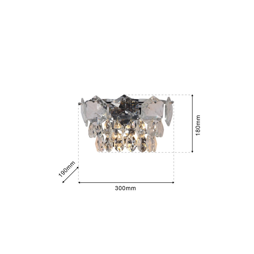 Kristāla sienas lampa SELENA 2xE14/40W/230V spīdīgi hromēts