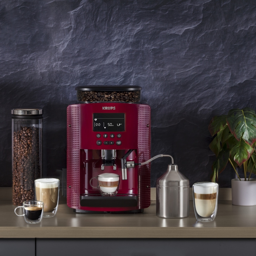 Krups - Automātiskais kafijas automāts ar piena konteineru ESSENTIAL 1450W/230V sarkana