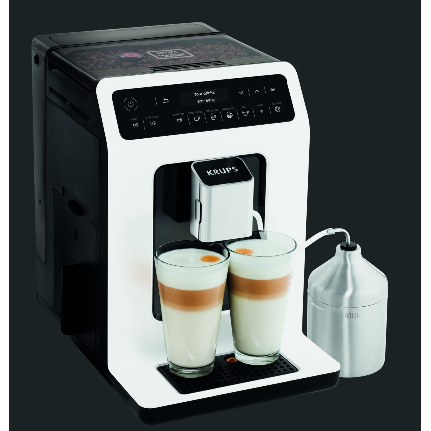 Krups - Automātiskais kafijas automāts ar piena konteineru EVIDENCE 1450W/230V balta