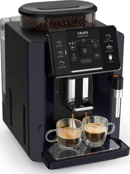 Krups - Automātiskais kafijas automāts ar piena konteineru SENSATION 1450W/230V melna