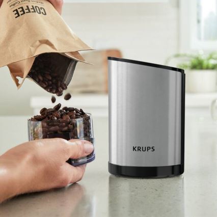 Krups - Elektriskās kafijas pupiņu dzirnaviņas 85g FAST-TOUCH 200W/230V matēts hroms