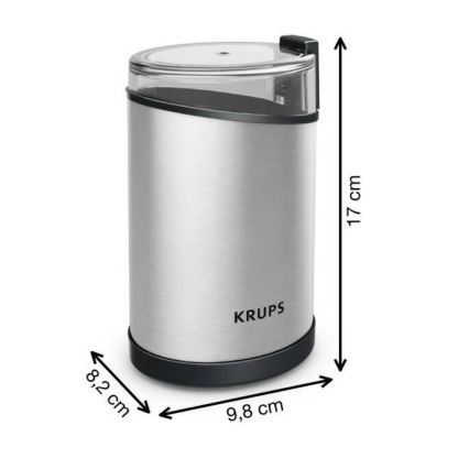Krups - Elektriskās kafijas pupiņu dzirnaviņas 85g FAST-TOUCH 200W/230V matēts hroms