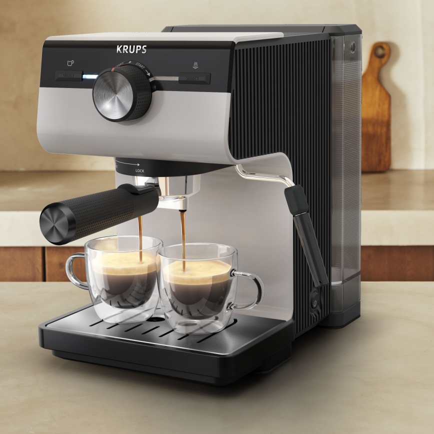 Krups - Sviras kafijas automāts divām krūzēm AUTHENTIC 1450W/230V pelēka