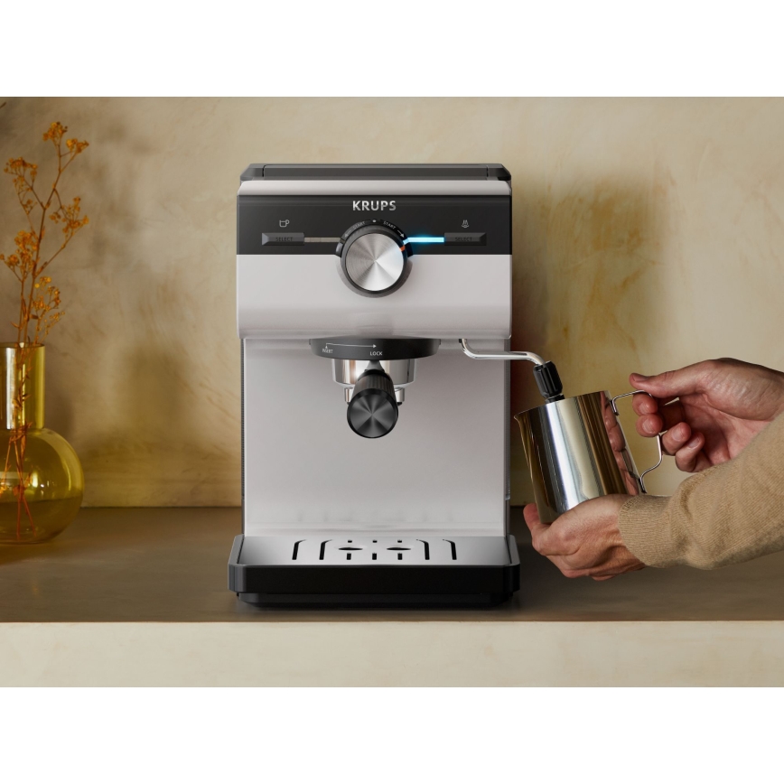 Krups - Sviras kafijas automāts divām krūzēm AUTHENTIC 1450W/230V pelēka