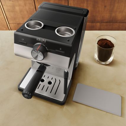 Krups - Sviras kafijas automāts divām krūzēm AUTHENTIC 1450W/230V pelēka