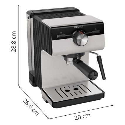 Krups - Sviras kafijas automāts divām krūzēm AUTHENTIC 1450W/230V pelēka