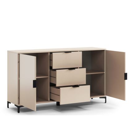 Kumode ar atvilktnēm un durtiņām LORA, bēšā krāsā