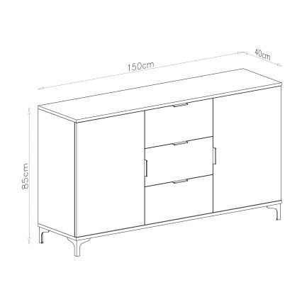 Kumode ar atvilktnēm un durtiņām LORA, bēšā krāsā