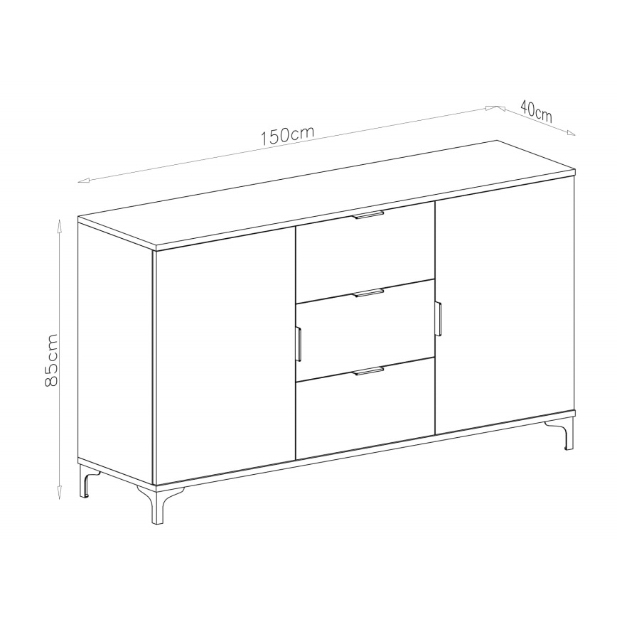 Kumode ar atvilktnēm un durtiņām LORA, bēšā krāsā