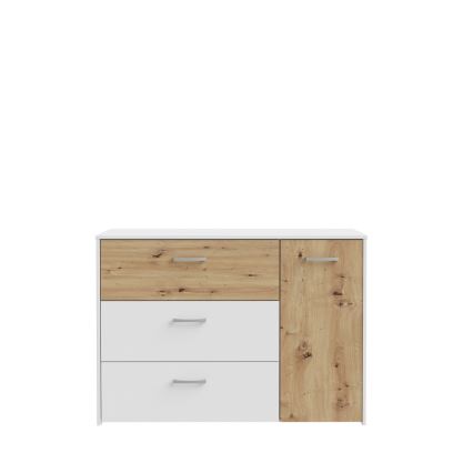 Kumode ar atvilktnēm URO ozols artisan/ balta