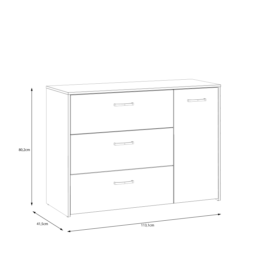 Kumode ar atvilktnēm URO ozols artisan/ balta