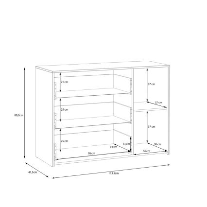Kumode ar atvilktnēm URO ozols artisan/ balta