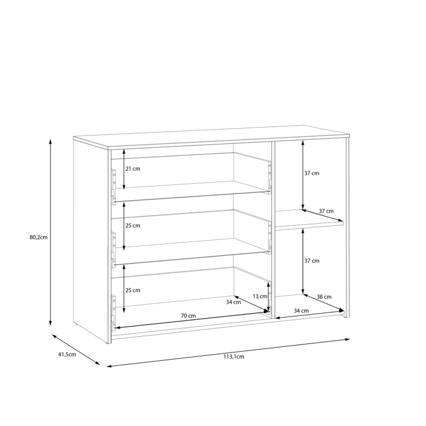 Kumode ar atvilktnēm URO ozols artisan/ balta