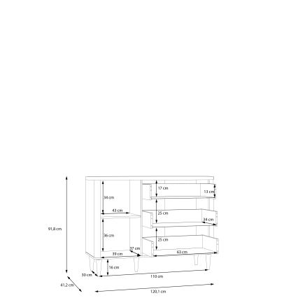 Kumode ar atvilktnēm VIRO brūna/bēša