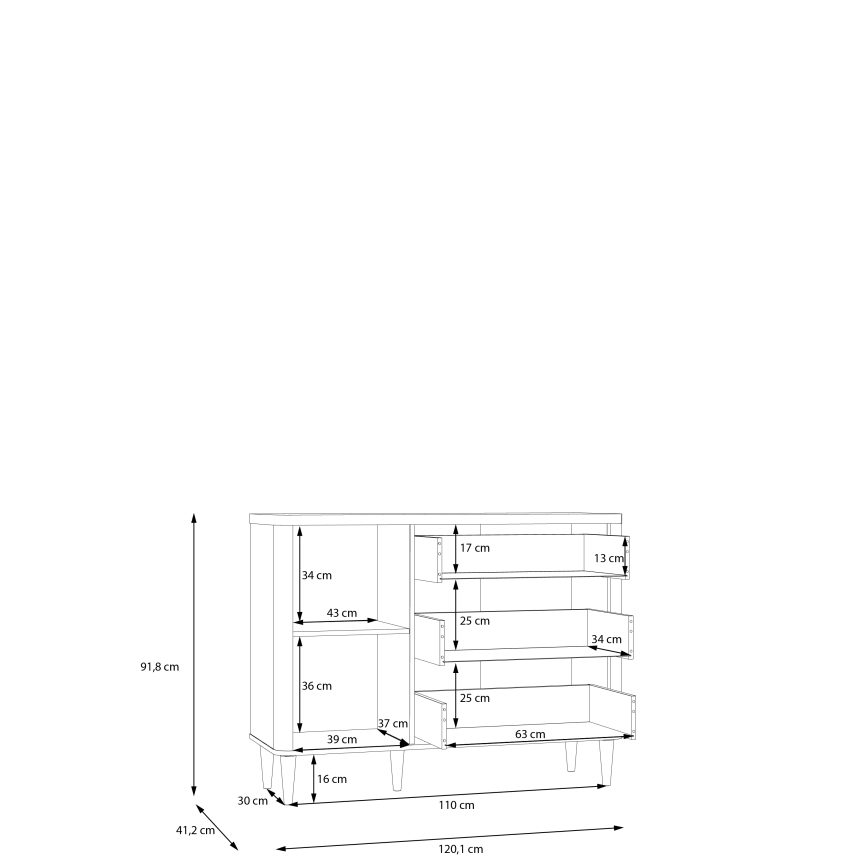 Kumode ar atvilktnēm VIRO brūna/bēša