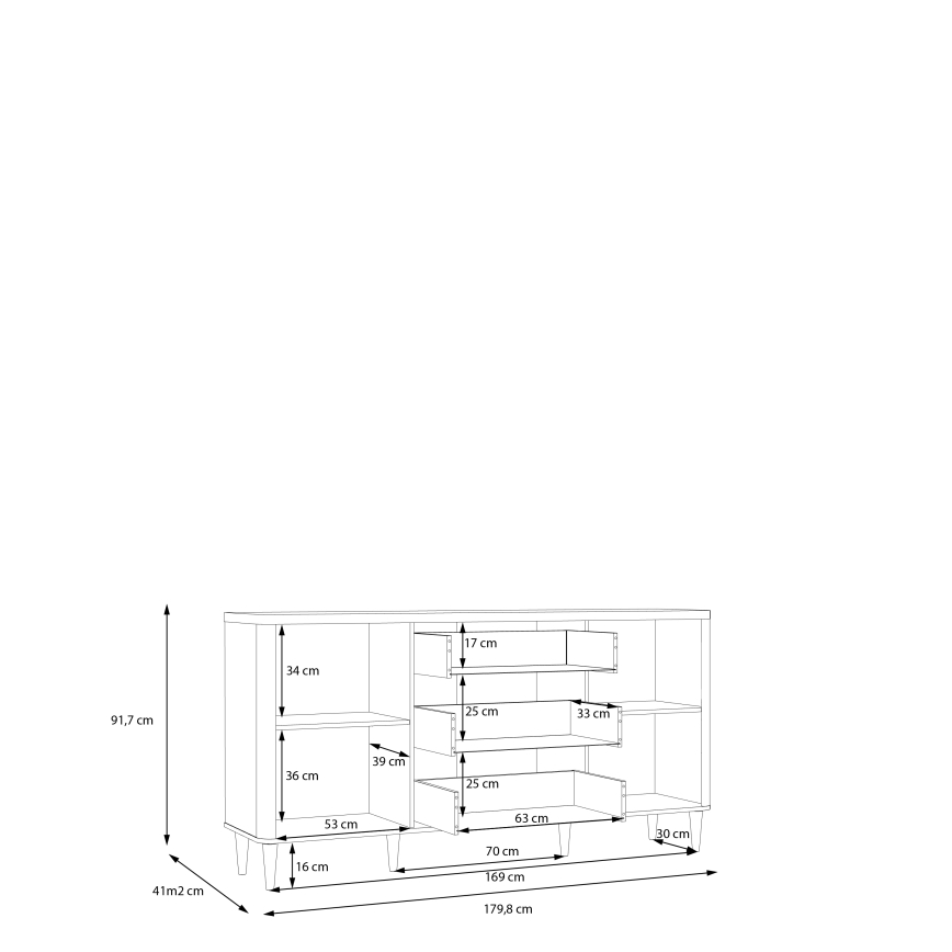 Kumode ar atvilktnēm VIRO, brūna/bēša