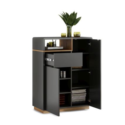 Kumode ar atvilktni FRED, antracīts/ozols Artisan