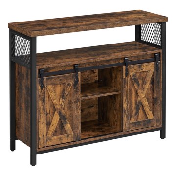 Kumode ar bīdāmām durvīm FIRA 100x80x33 cm brūna/melna