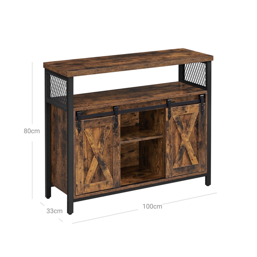 Kumode ar bīdāmām durvīm FIRA 100x80x33 cm brūna/melna