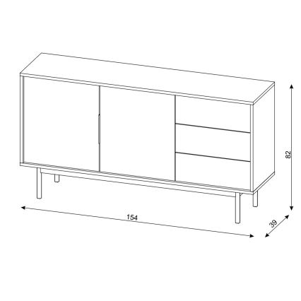 Kumode ELI 154x82x39 cm melna