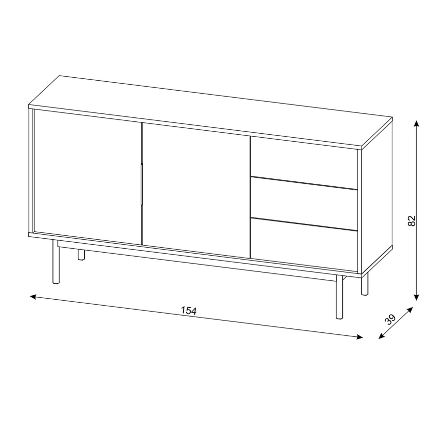 Kumode ELI 154x82x39 cm melna