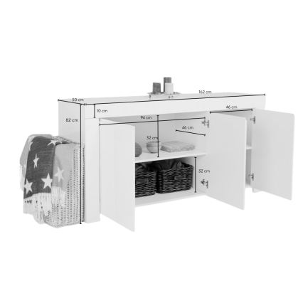 Kumode FINERA, baltā krāsā