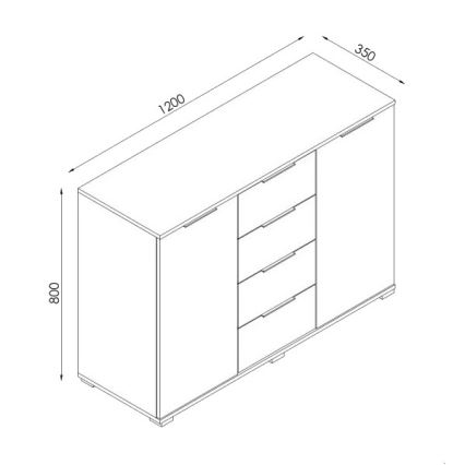 Kumode HOPE 120x78x35 sonoma ozols