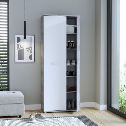 Kumode/kurpju skapis SIMO — balts/pelēks betons