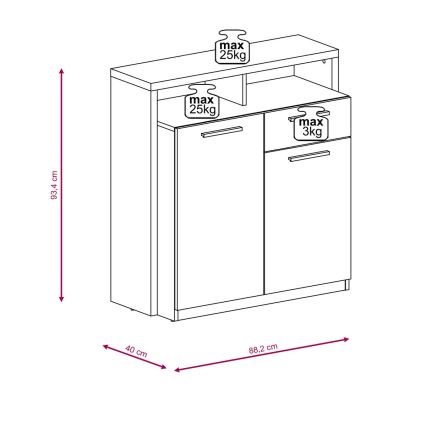 Kumode LEBY sonoma ozols/balta